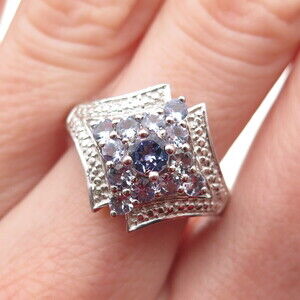 Chuck Clemency 925 Sterling Silver Real Round-Cut Tanzanite Ring Size 7